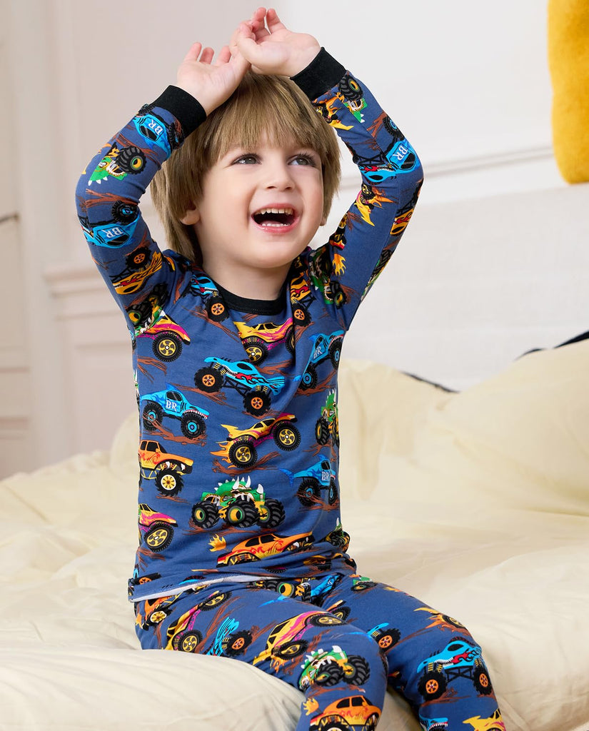 Bamboo Viscose Toddler Kids Pajamas Set, Long Sleeve Boys
