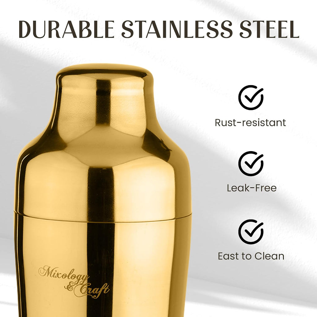 Cocktail Shaker Set with Dark Bamboo Stand - Professional 10-Piece Bartender Kit - Complete Bar Set & Cocktail Mixer