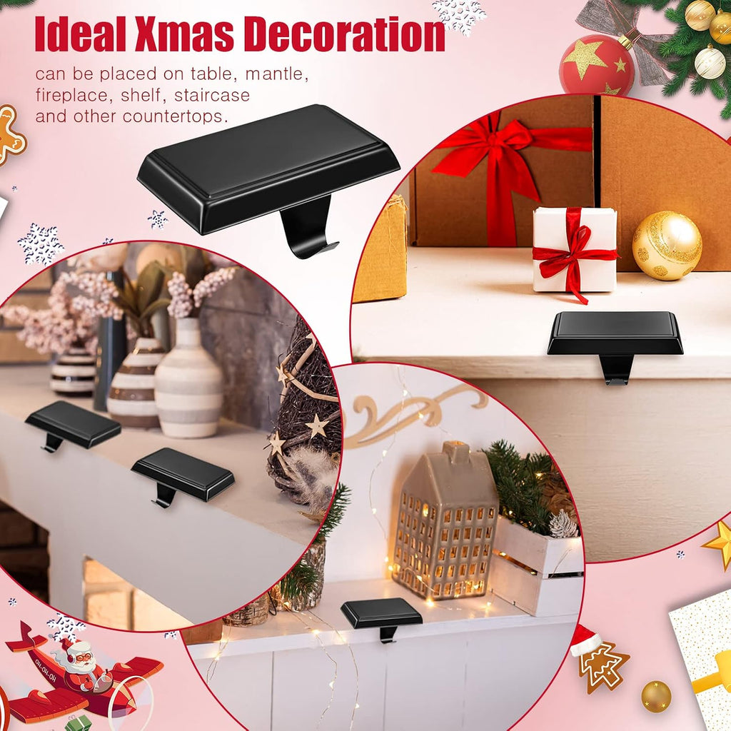 6 Pcs Black Christmas Stocking Hangers for Mantel Stocking Holders