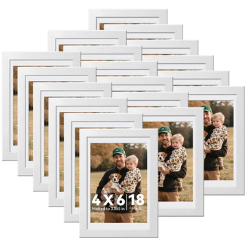 4x6 Picture Frames Set of 18, Wall or Tabletop Display, White