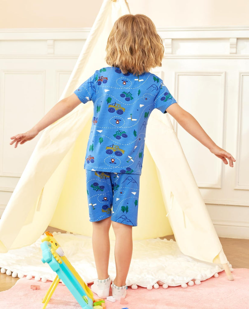 Bamboo Viscose Toddler Boys Pajamas Set, Short Sleeve Kids