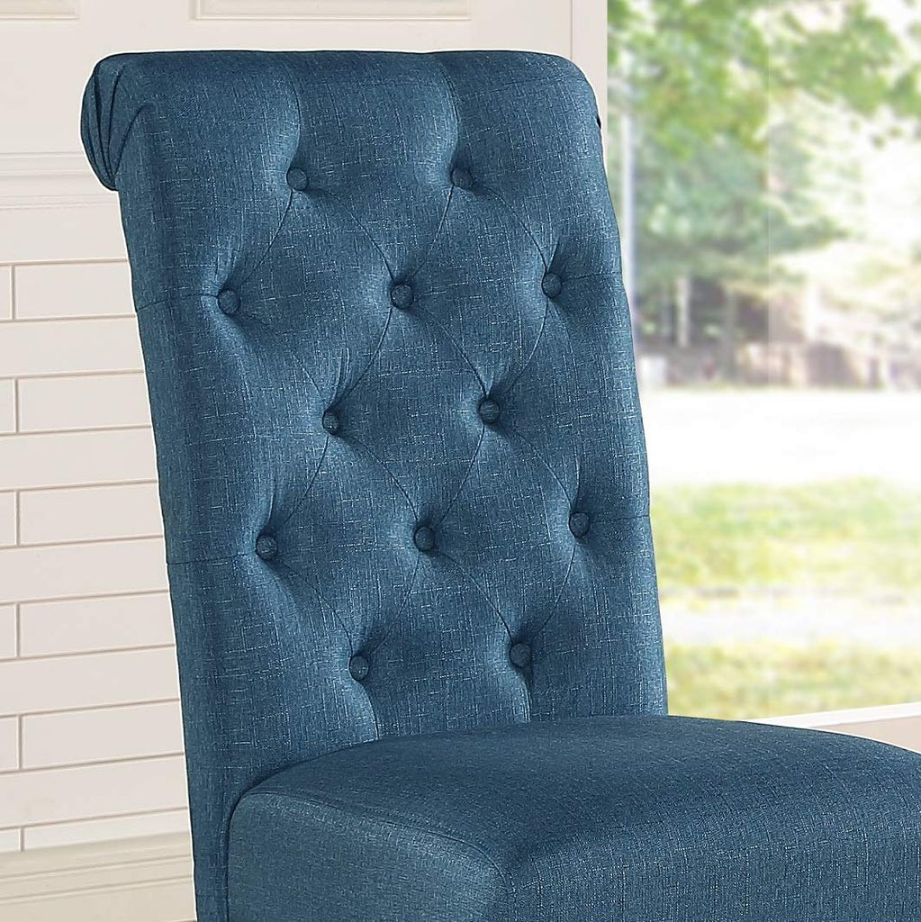Leviton Urban Style Dark Washed Wood Dining Set: Table, 4 Chairs and Bench, Blue
