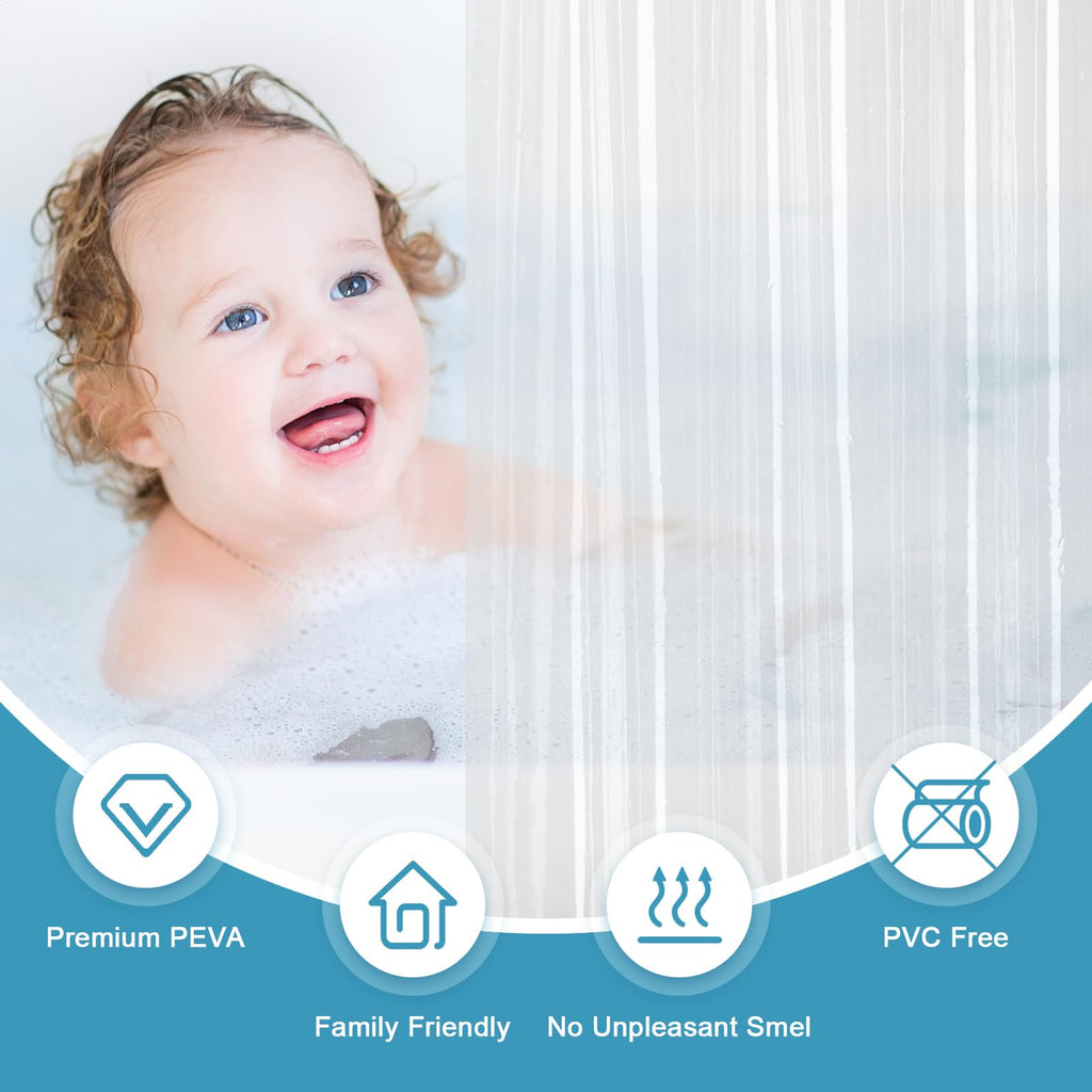 Clear Shower Curtain Liner 72 x 78 inch Long, High End 135g/m PEVA