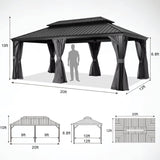 Hardtop Gazebo 12x20 - Outdoor Metal Hard Top Gazebo