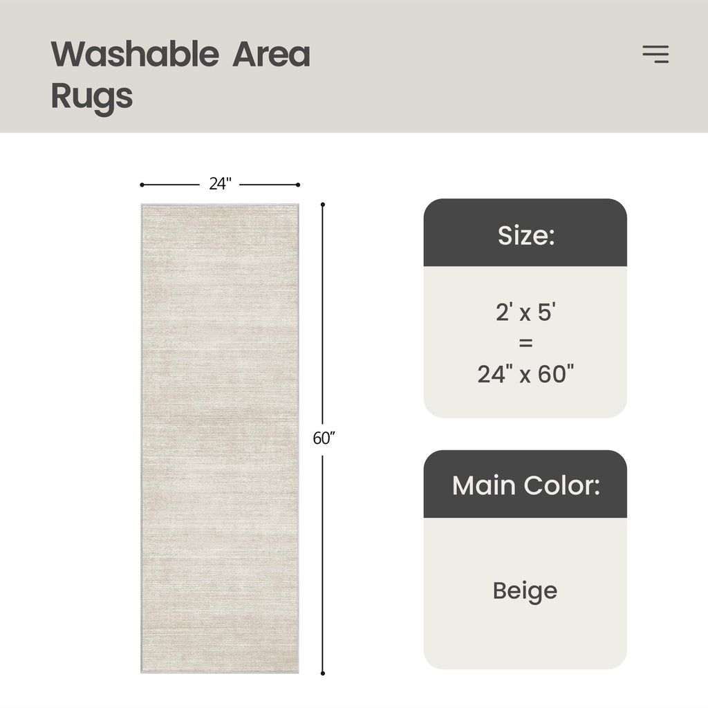 2x5 Rug Runners s, Washable Runner Rug Non Slip, Beige