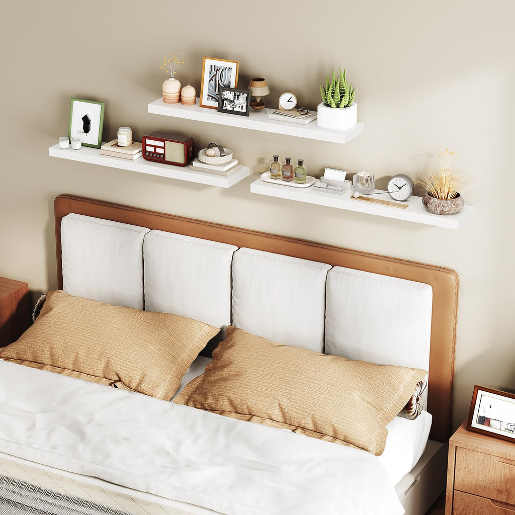 Floating Shelves for Wall, 31.5" Long Wall Shelf Set of 3 with Invisible Brackets, Hanging Shelves Farmhouse Home