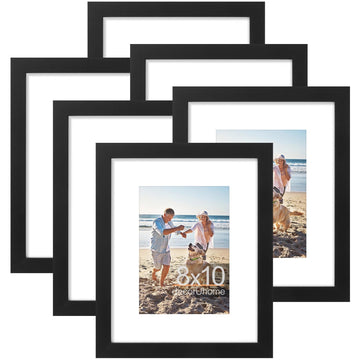 8x10 Picture Frame, Display Pictures 5x7 with Mat or 8x10 without Mat, Wall & Tabletop Display Photo Frame, Black, 8