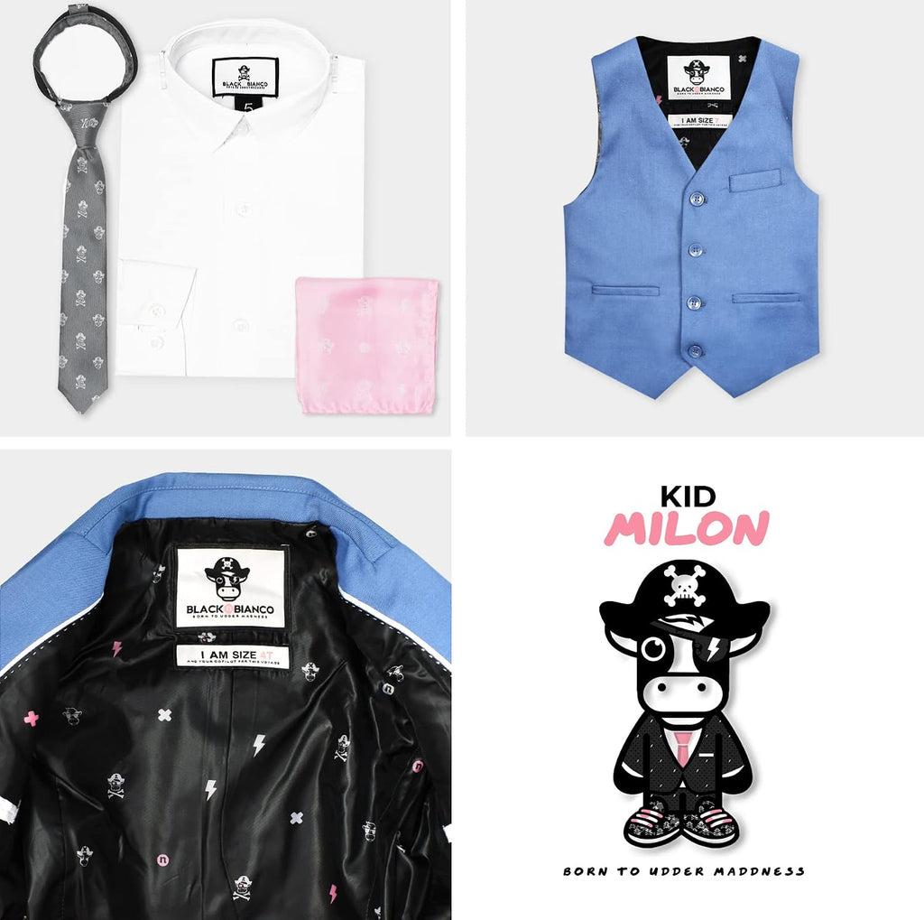 Boys Slim Fit Suit Rosefia Style Five Piece Set