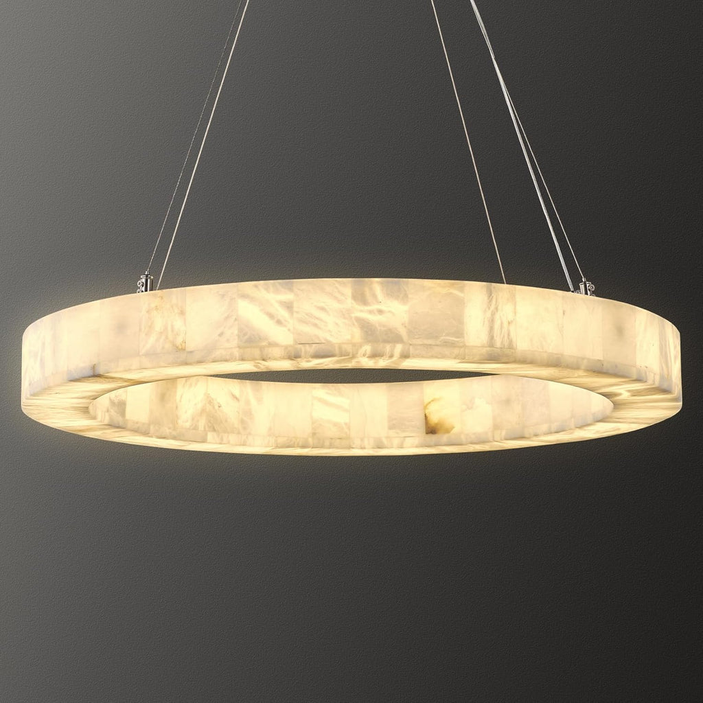 Alabaster Round Chandelier, D30.5in Modern Marble Dining Room Chandeliers, Foyer Chandelier for Dining Room Light Fixture, Living Room, Bedroom Lights, Foyer, Kitchen, Hallway A125-B0DPFSZ8QR