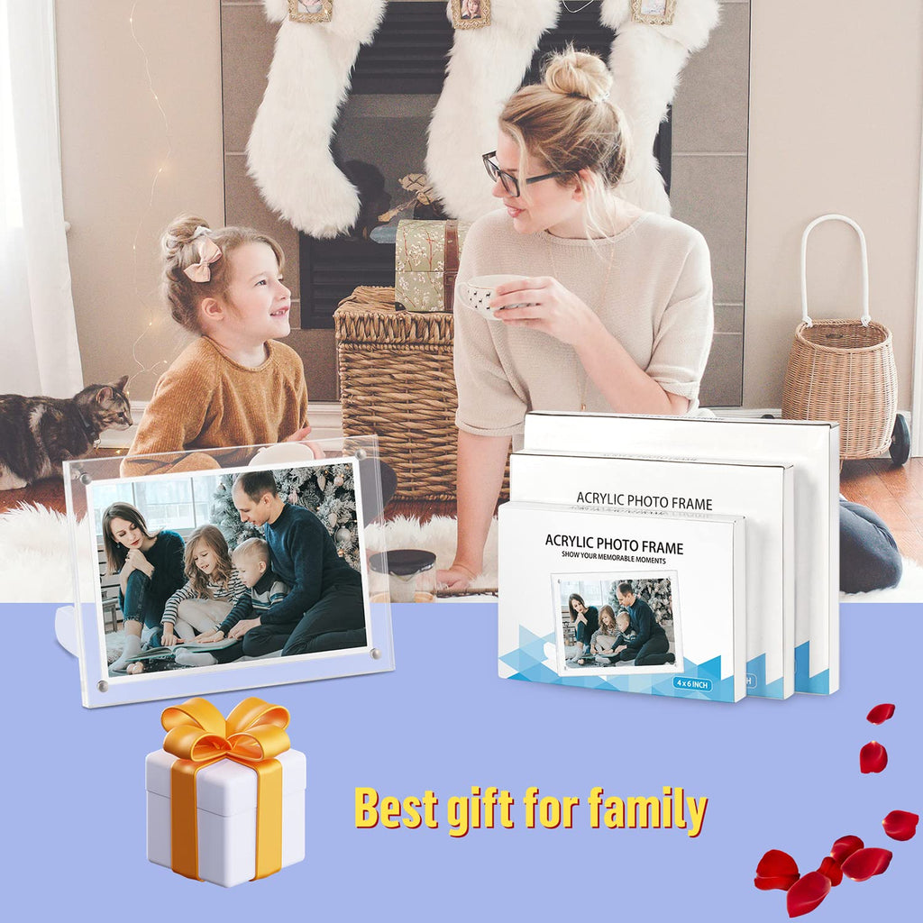 5x7 Acrylic Picture Frame, 5 Pack Clear Magnetic Picture Frame Desktop Display with Photo Frame Support Stand Best