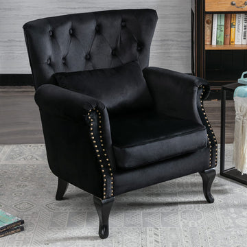 Accent Reading Arm Chairs Bedroom, Midcentury Modern Comfy Corner Sofa Chair, Wingback Waiting Room Club Chair with
