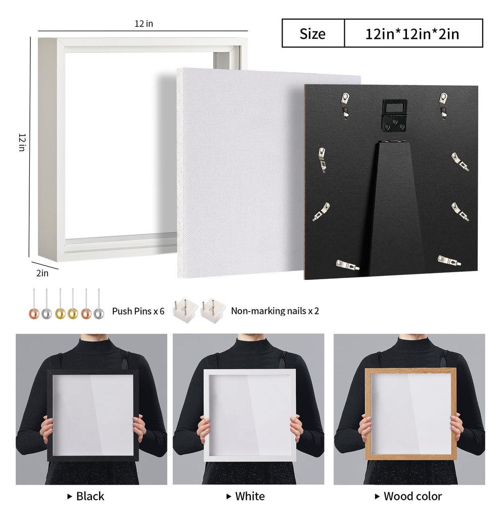 Travel Adventure Archive Shadow Box Frame with Slot, 12x12in White