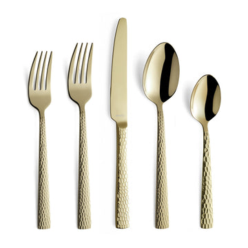 Felicity 18/0 Stainless Steel Flatware Set - Matte Champagne - 20 Piece Place Setting - Service for 4 - Fork Spoon