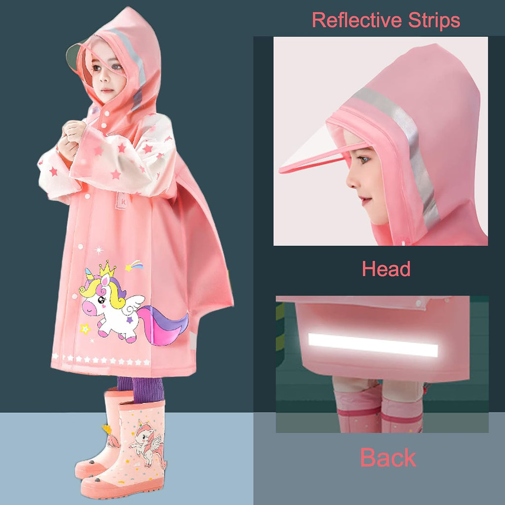 Kids Raincoats For Girls Boys Waterproof Rain Jacket Cartoon Unicorn Children Toddler Rain Wear Children Rain Poncho