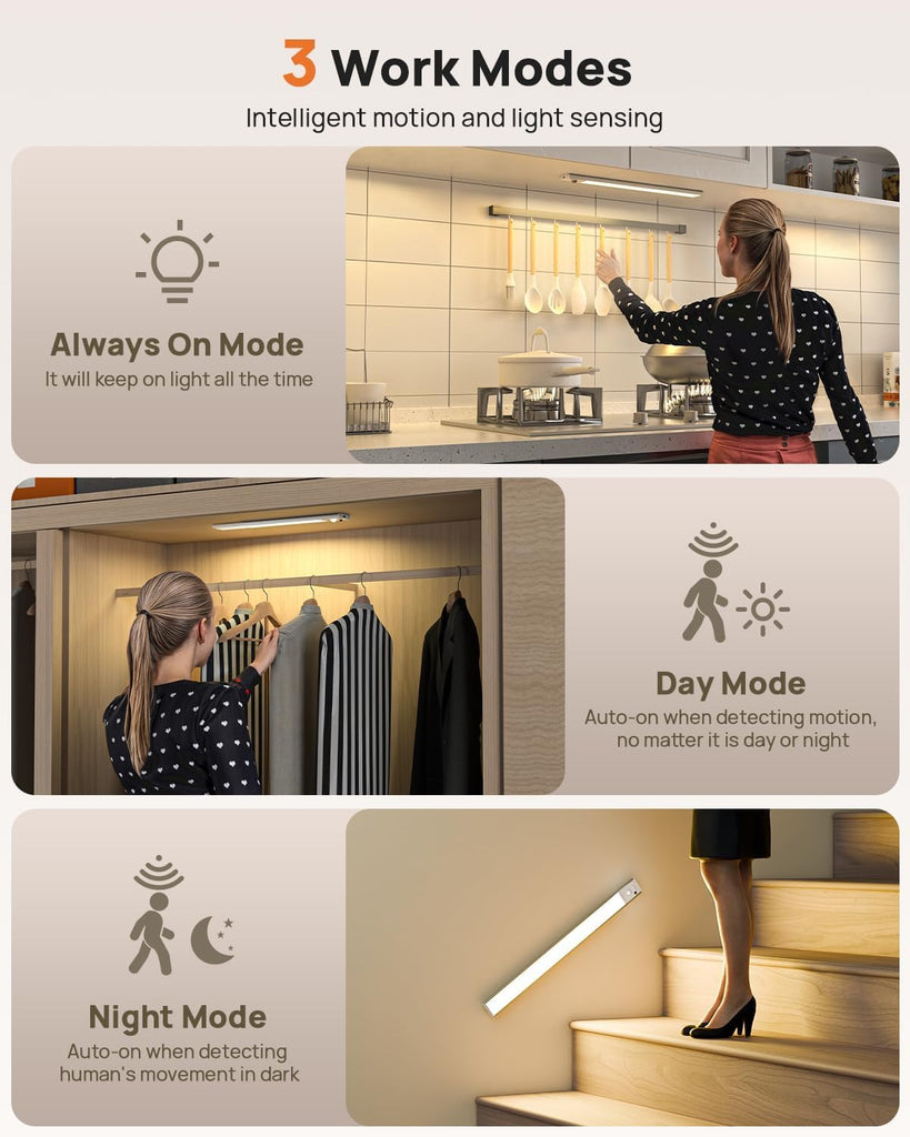 16inch Wireless Under Cabinet Lighting with Remote 2 Pack Closet Lights
