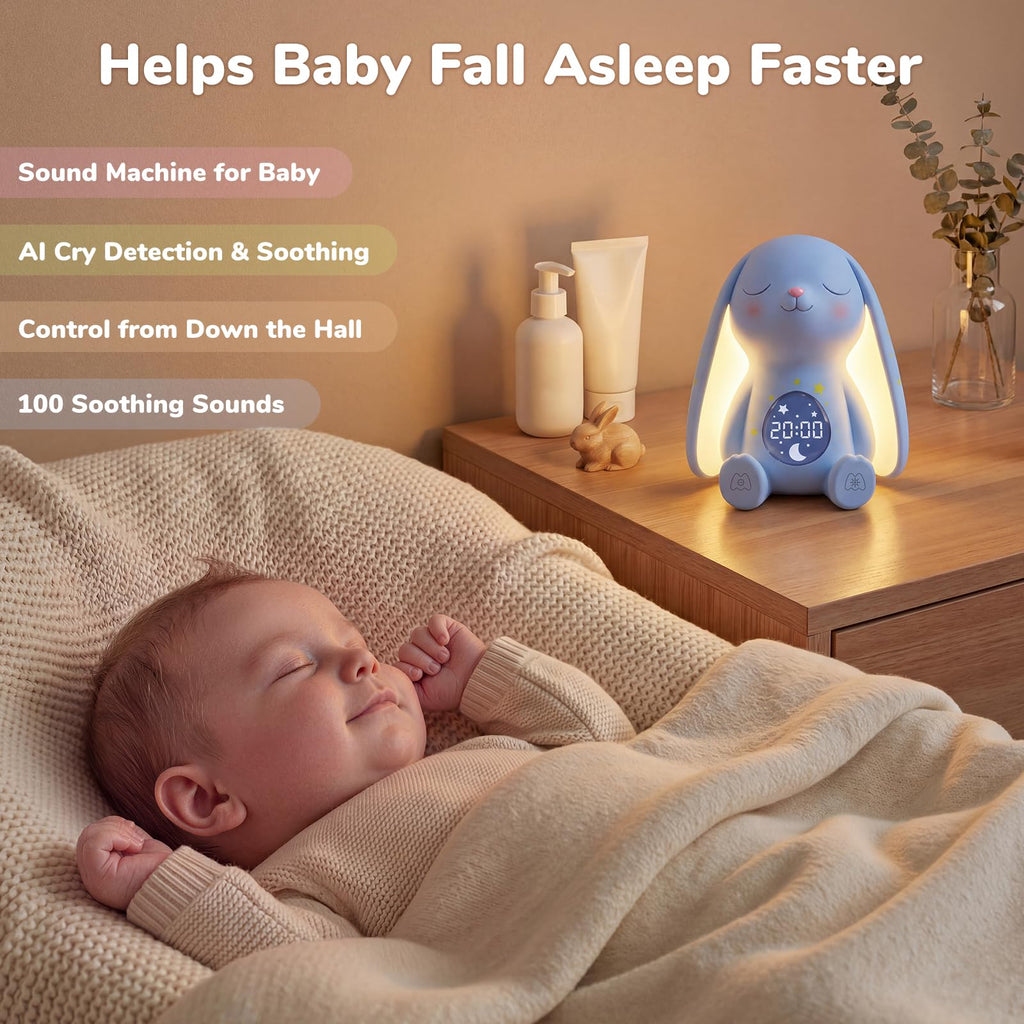 Bunny White Noise Sound Machine, Newborn Baby Boy Gift, 100+ Sounds