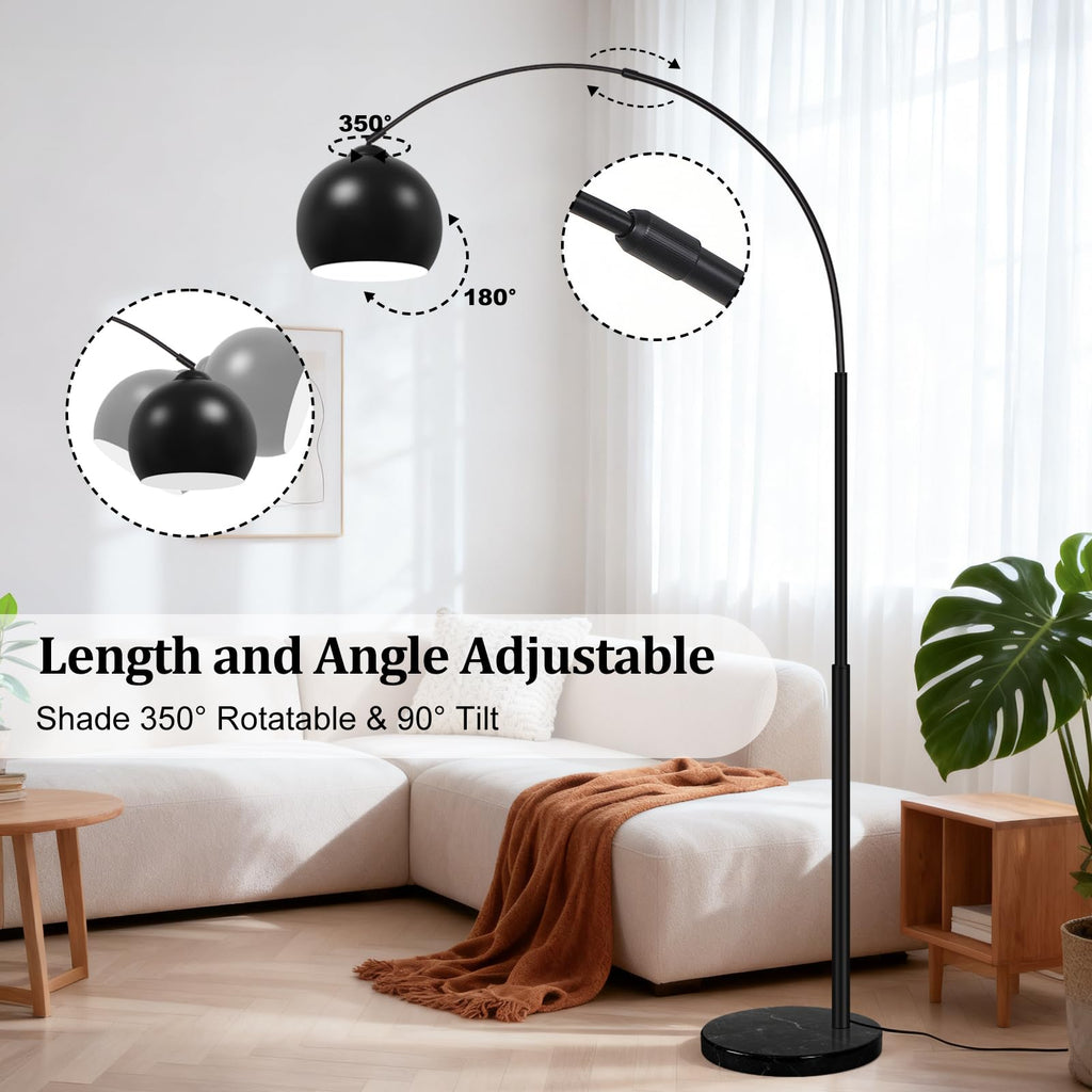 77" Arc Floor Lamp, Upgraded Black Standing Lamp with Remote