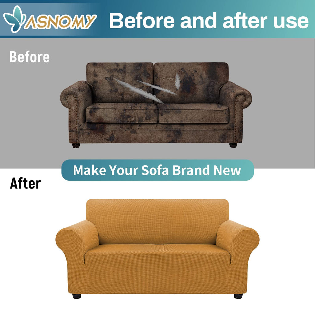Stretch Couch Covers Washable, loveseat Cover Slipcovers, Golden