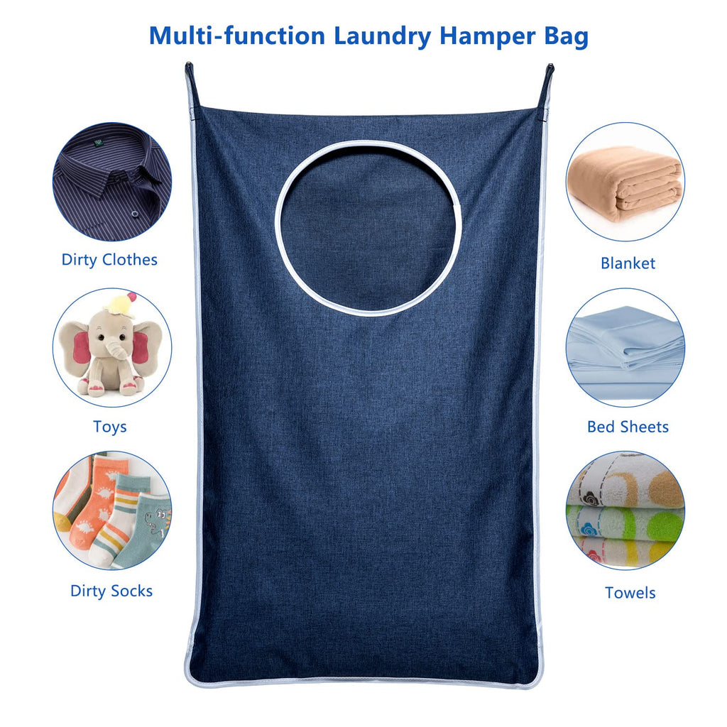2 Pack Large Hanging Laundry Hamper Bag, 35x21.6 Inch Oversized Clothes Hanging Laundry bag with Hooks, Perfect for