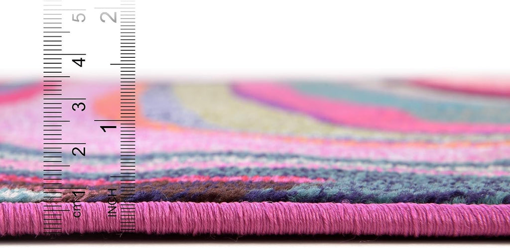 Theia Collection Rug - Multi Washable Area Rug - Modern Striped Design for Playrooms, Living Rooms, and