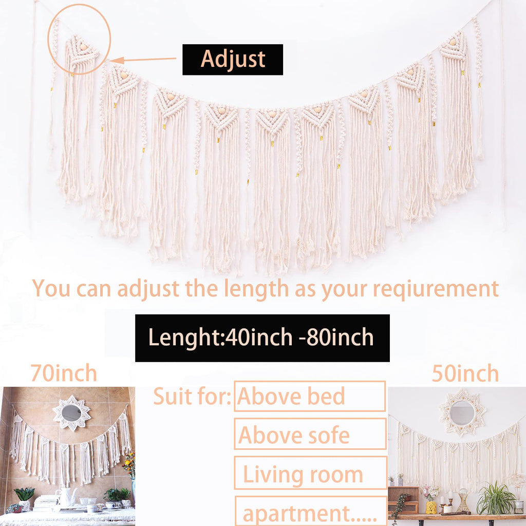 Macrame Wall Hanging Boho Tapestry Banner Garland Decor