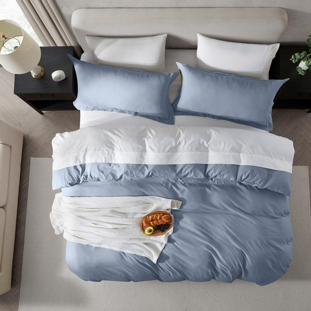 Prewashed Duvet Cover Set, Stone Blue
