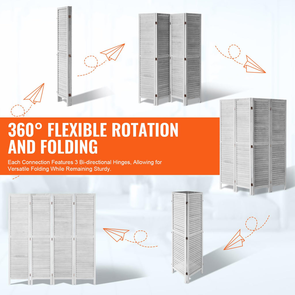 Wood Room Divider, 4 Panel Folding Privacy Screen, 66.9 Inches Tall Indoor Wooden Partition, Portable Decoration