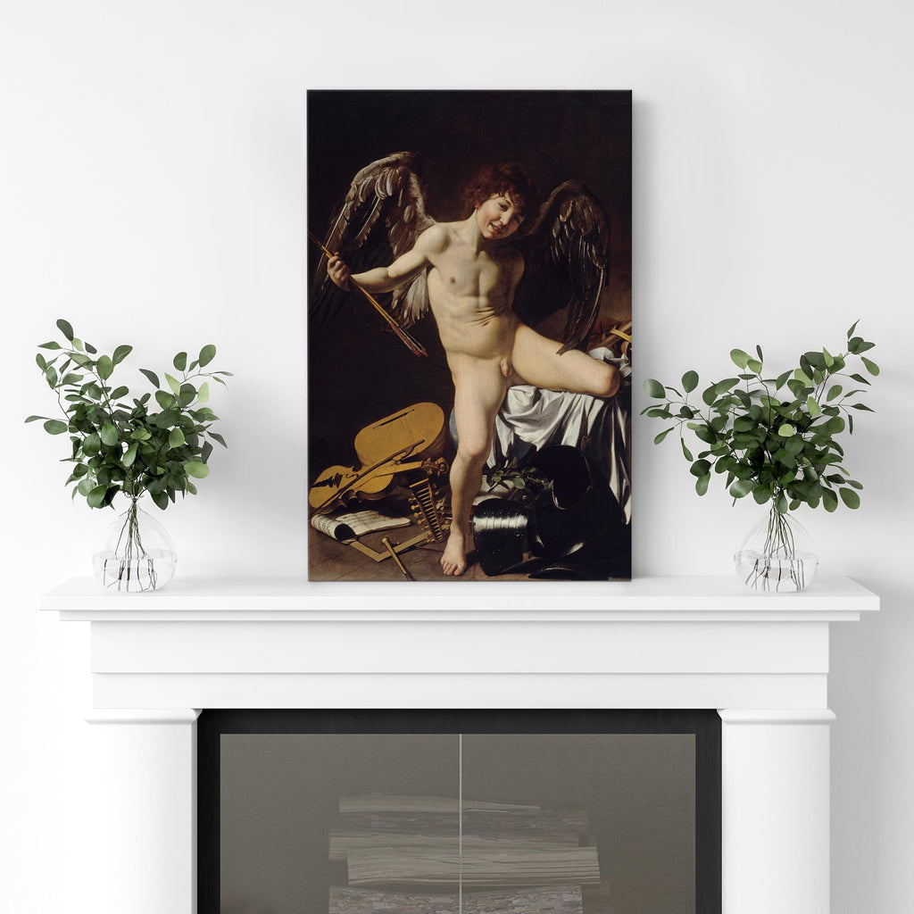 Canvas Print Wall Art Cupid as Victory by Caravaggio Historic Cultural Illustrations Fine Art Traditional Scenic