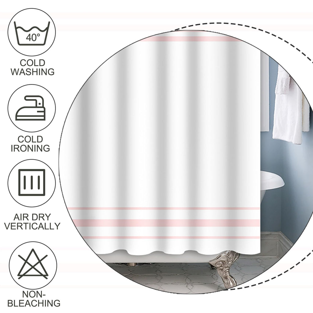 Baocicoo Boho Pink Striped Shower Curtain Decorative for Boudoir Girl's Dormitory Cubicle Waterproof Fabric Shower