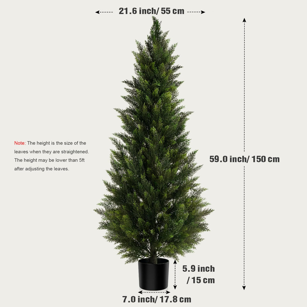 5FT UV-Resistant Artificial Cedar Trees for Front Porch Set of 2