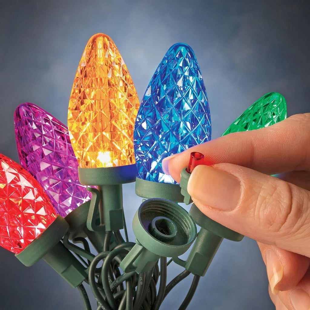 Stay-Lit Platinum Strings Christmas Lights - LED C9 Multi Color Lights - (2 Strings of 50 Lights)
