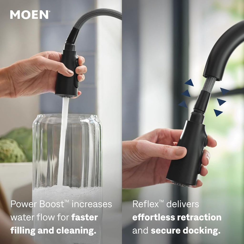 Haelyn Matte Black Kitchen Faucet Featuring Pulldown Sprayer with Power Boost for a Faster Clean, Modern Kitchen