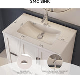 29.5" Bathroom Vanity with Sink & Hair Tool Drawer - Freestanding Cabinet with 4 Drawers & 2 Doors