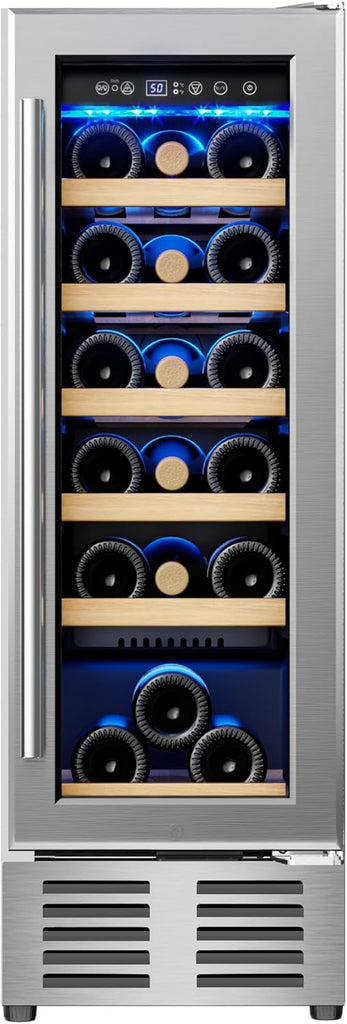 12 Inch Wine Cooler Refrigerator, Wine Fridge 18 Bottles, Built-in or Freestandi