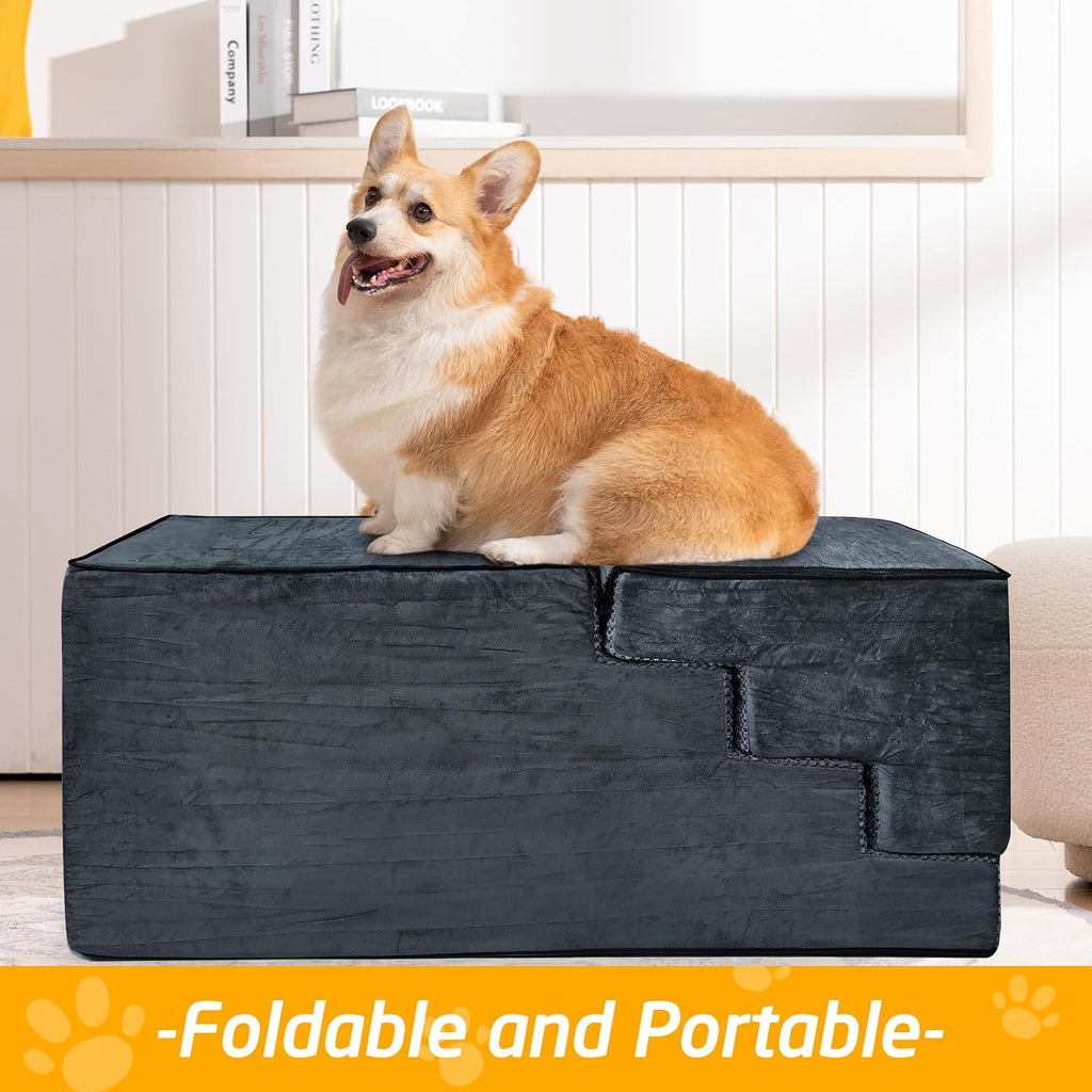 31" H Dog Stairs for Small and Medium Dogs 7-Step Ramps for High Beds and Couch Non-Slip Extra Wide Pet Stairs