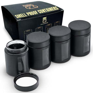 Smell Proof Containers (120mL), Jars with Airtight Lids for Herbs, Spices, Coffee and Tea, Air Tight Glass Storage