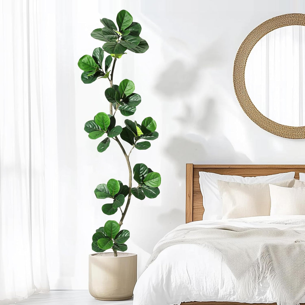 7ft Artificial Fiddle Leaf Fig Tree with Black Nursery Planter