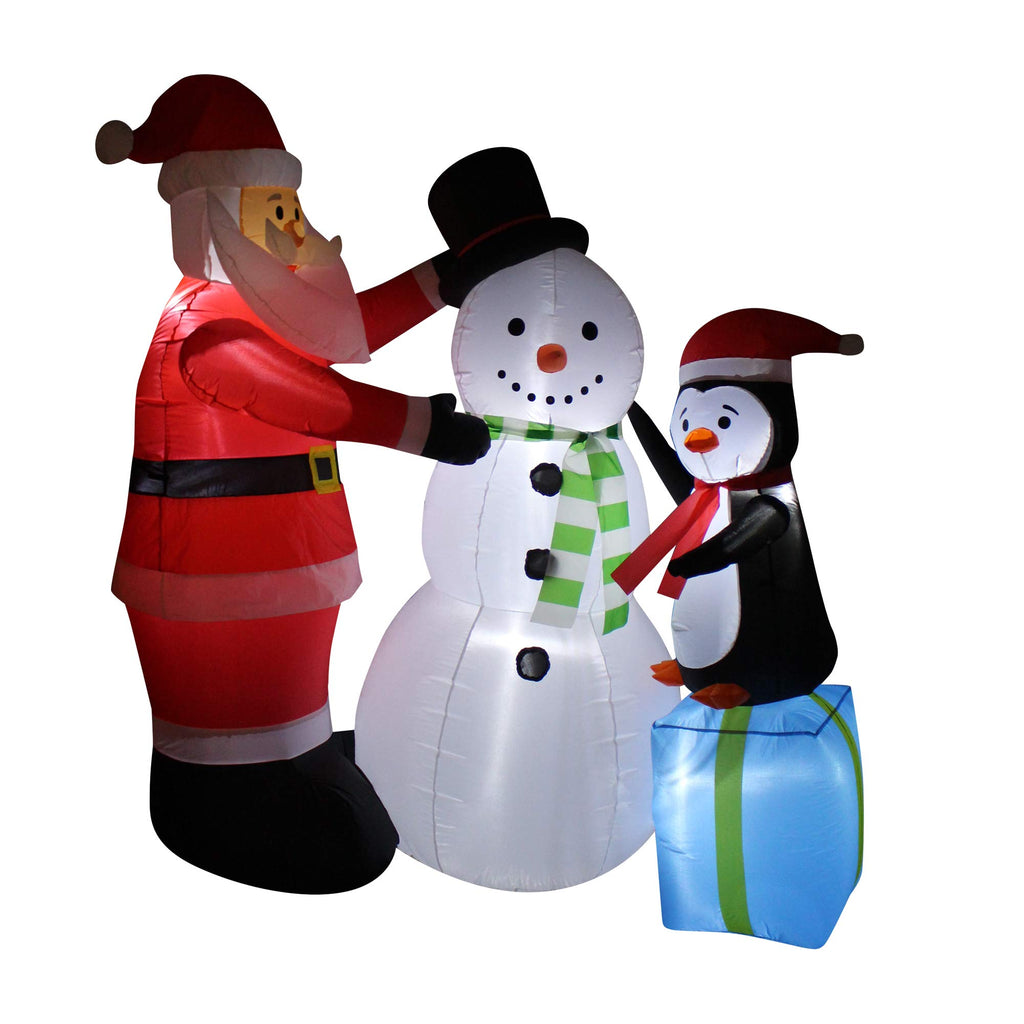 Santa, Snowman, Penguin Inflatable, LED Lights, 6-Ft