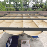 12' X 16' Outdoor Pergola with Retractable Canopy Aluminum Shelter for Porch Garden Beach Sun Shade Pavilion Grape