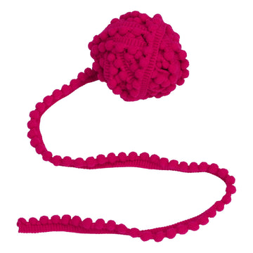 Pom Pom Trim, 3/8" Wide Ball Fringe (Dark Rose Red) - 18 Yards