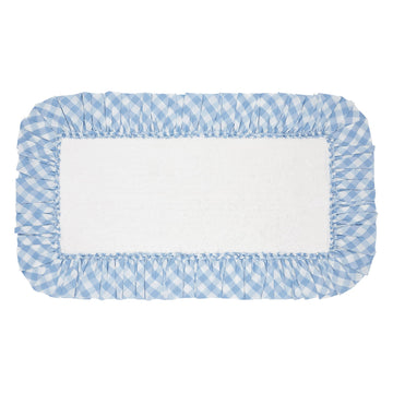 Annie Buffalo Check Bath Mat Farmhouse Ruffled Country Checkered Gingham Bathroom Decor, Blue, 27x48 inches