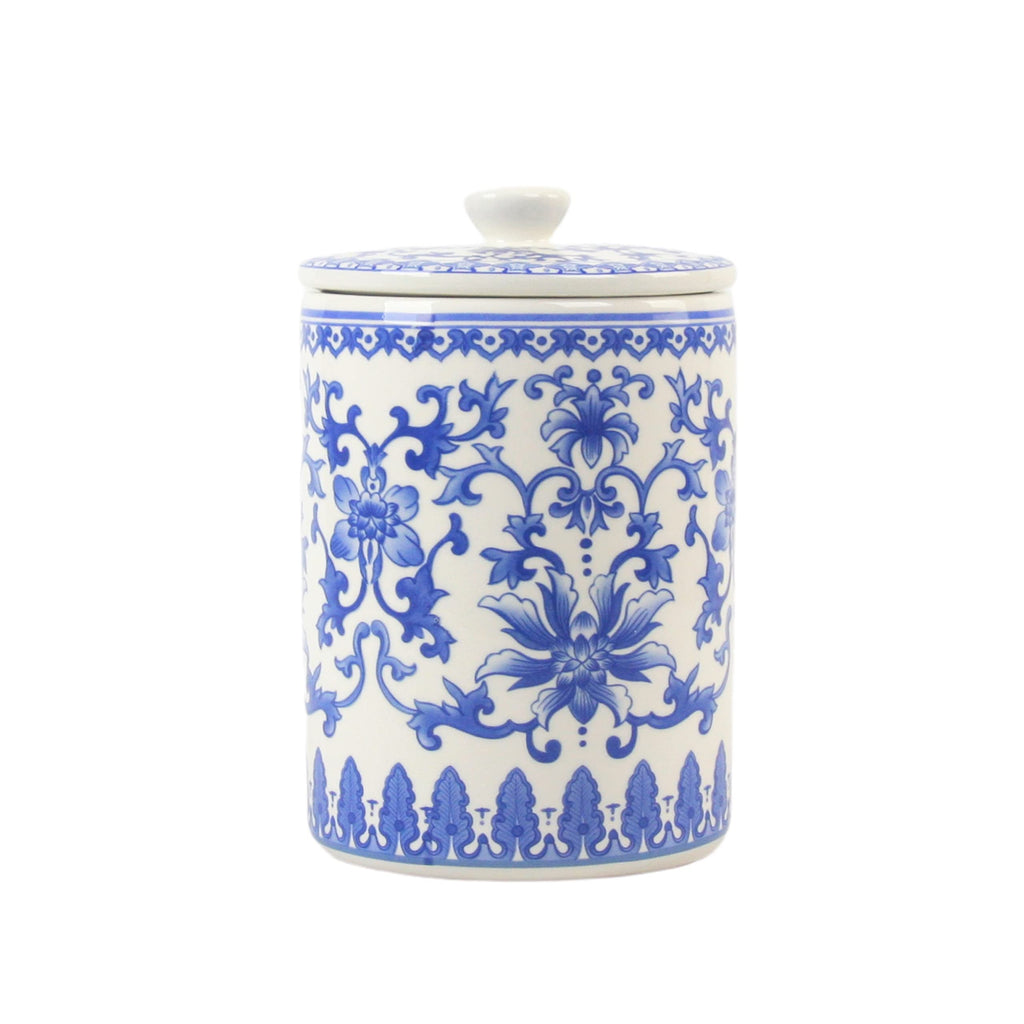 Chinoiserie 3 Piece Canister Set, White/Blue