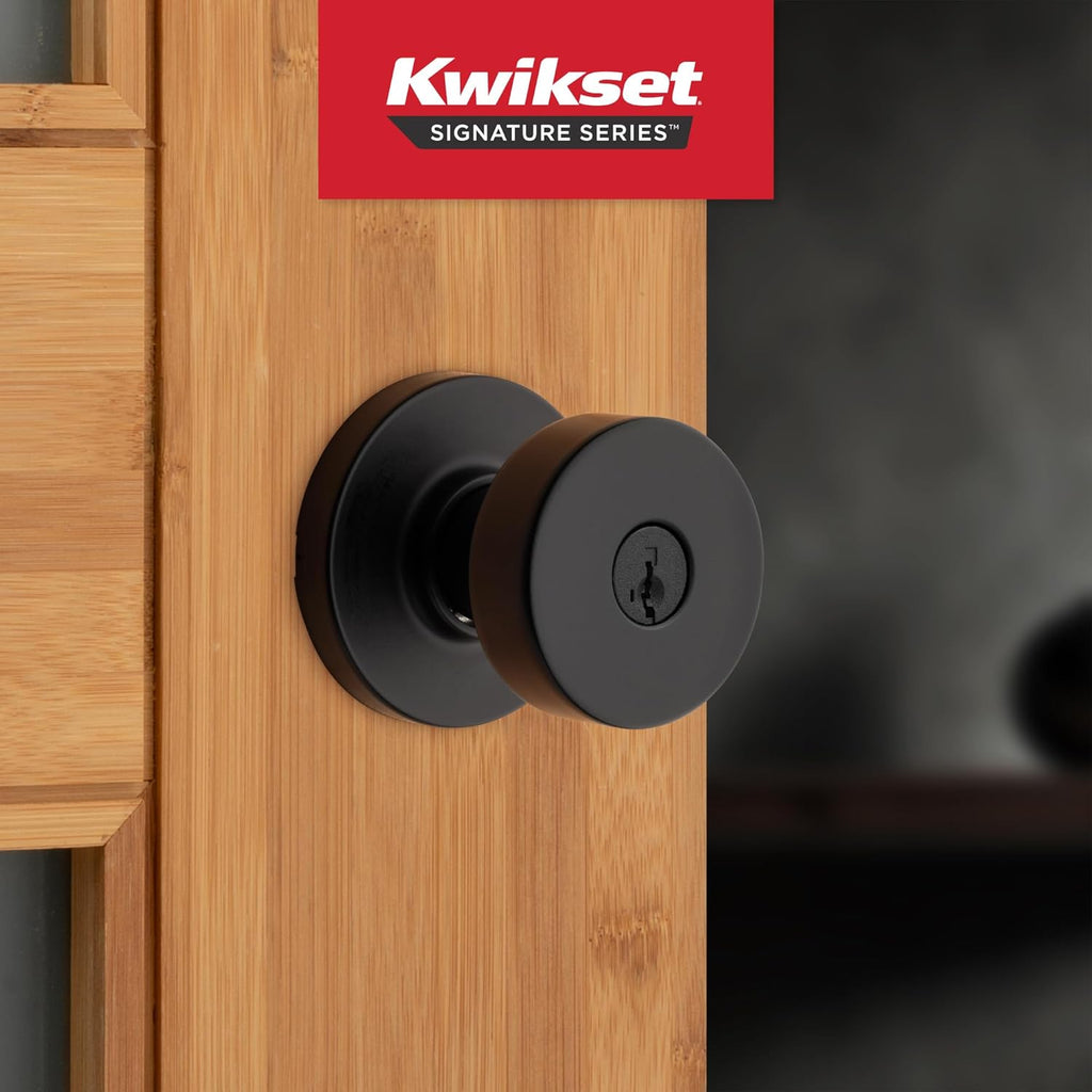 Pismo Entry Door Knob with Lock and Key, Secure Keyed Handle Exterior, Front Entrance and Bedroom, Matte Black