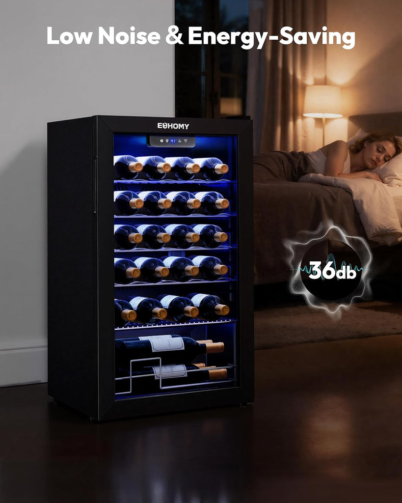 25 bottle Wine Cooler Refrigerator, Freestanding Compressor Wine Fridge with Adj