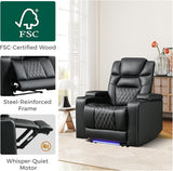 ANJ Power Recliner Chair with USB Port, Electric PU Leather Home Theater Seating for Living Room
