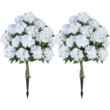 White Artificial Flower Trees for Porch, 2 Packs, 33-Inch