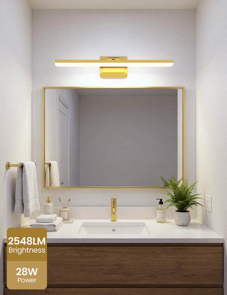 Modern Bathroom Vanity Light 31.5 inch, Rotatable, 28W Dimmable 5CCT Led Bathroom Light Fixture Over Mirror, Gold Bar