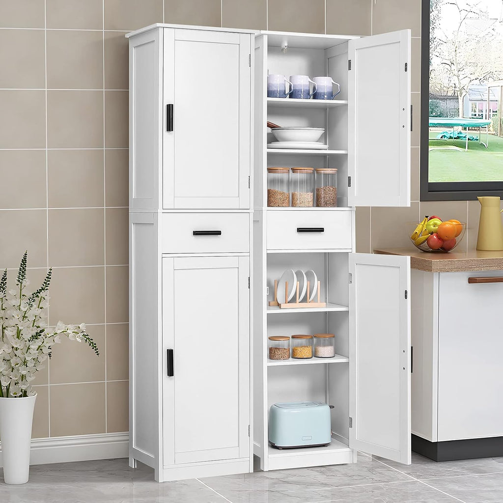 67'' Tall Bathroom Cabinet, Storage Cabinet with 4 Shelves & 2 Doors, Narrow Storage Cabinets , White