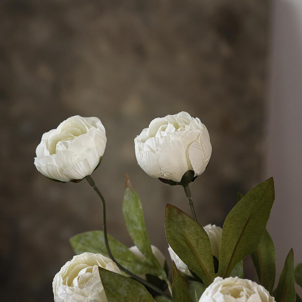 6 Pcs 27" Faux Silk Peony Artificial Flowers Stems for Vase(Cream) | Bulk Fake Peonies Branches with Stems, for DIY