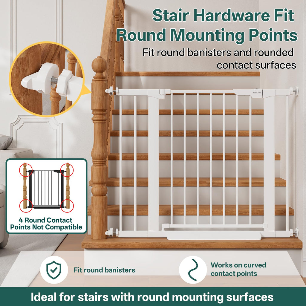 27-36.6 in Wide Baby Gate for Stairs and Doorways, White